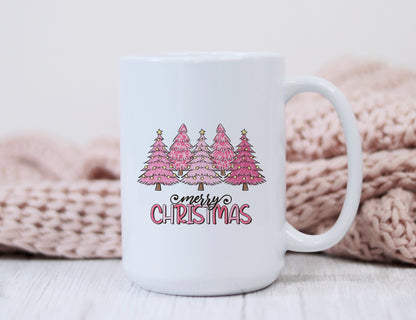 Merry Christmas Pink Coffee Mug Sublimation Transfer