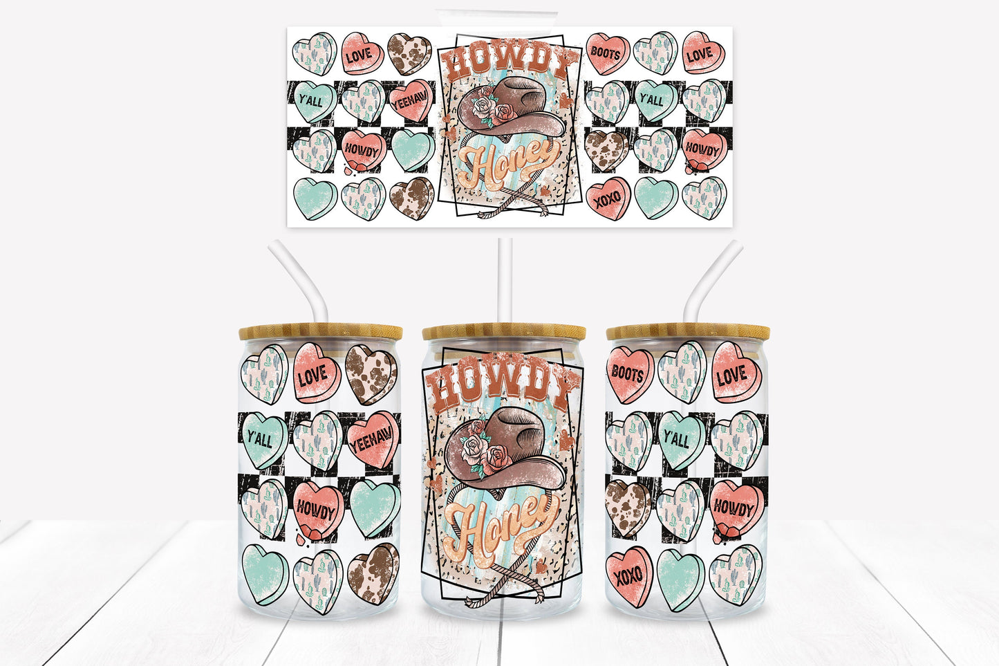 Howdy Honey 16 oz. Libbey Tumbler Wrap - Sublimation Wrap- Ready to Press Sublimation