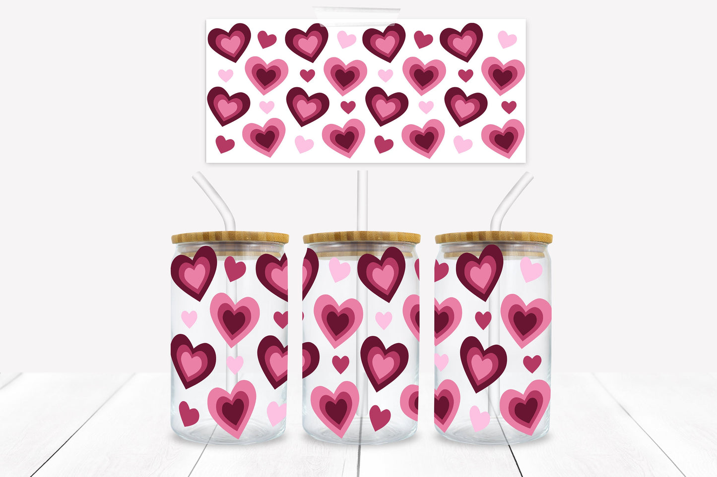 Hearts 16 oz. Libbey Tumbler Wrap - Sublimation Wrap- Ready to Press Sublimation