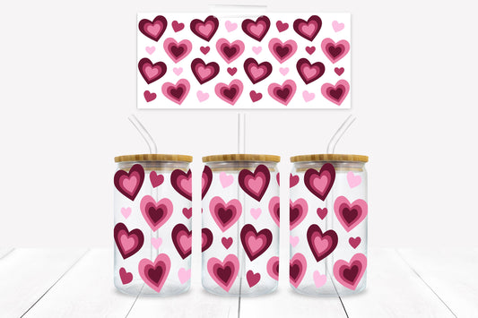 Hearts 16 oz. Libbey Tumbler Wrap - Sublimation Wrap- Ready to Press Sublimation