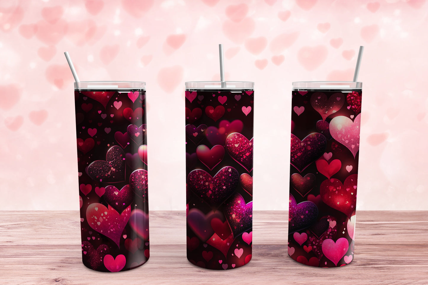 Glitter Heart Valentine 20 oz. Sublimation Tumbler Transfer