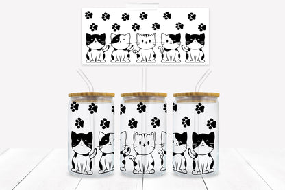 Cute Cats 16 oz. Libbey Tumbler Wrap - Sublimation Wrap- Ready to Press Sublimation