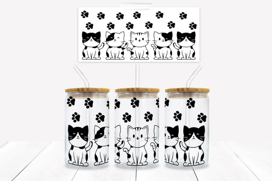 Cute Cats 16 oz. Libbey Tumbler Wrap - Sublimation Wrap- Ready to Press Sublimation