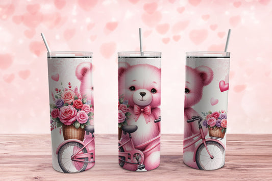 Cute Bear Valentine 20 oz. Sublimation Tumbler Transfer