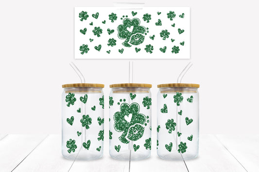 Shamrock Lips 16 oz. Libbey Tumbler Wrap - Sublimation Wrap- Ready to Press Sublimation