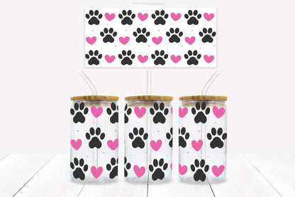 Cat Paws 16 oz. Libbey Tumbler Wrap - Sublimation Wrap- Ready to Press Sublimation