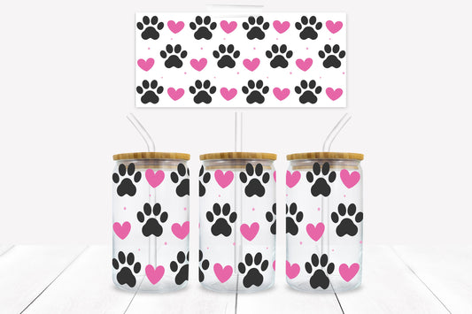 Cat Paws 16 oz. Libbey Tumbler Wrap - Sublimation Wrap- Ready to Press Sublimation