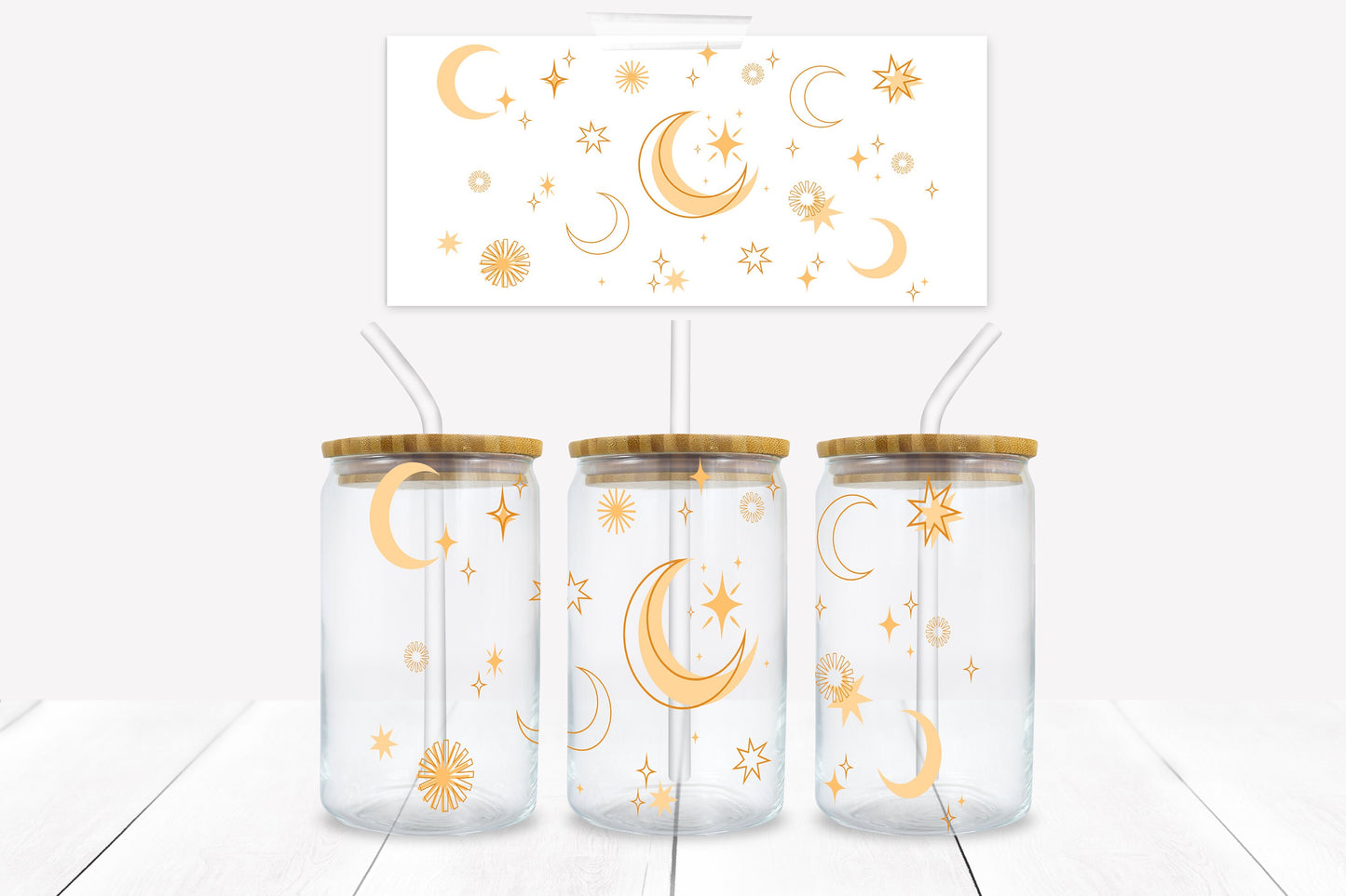 Abstract Moons  16 oz. Libbey Tumbler Wrap - Sublimation Wrap- Ready to Press Sublimation