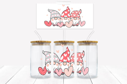 Valentine Gnomes 16 oz. Libbey Tumbler Wrap - Sublimation Wrap- Ready to Press Sublimation