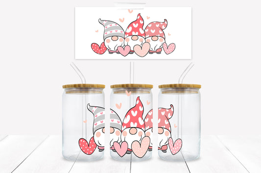 Valentine Gnomes 16 oz. Libbey Tumbler Wrap - Sublimation Wrap- Ready to Press Sublimation