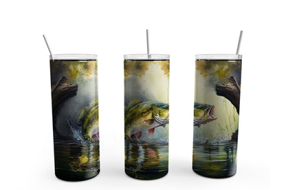 Bass Fish 20 oz Tumbler Sublimation Transfer Wrap