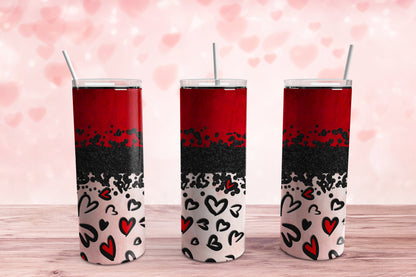 Leopard Hearts Tumbler Sublimation Tumbler, Ready to Press Sublimation Transfer, 20 oz. Skinny Tumbler