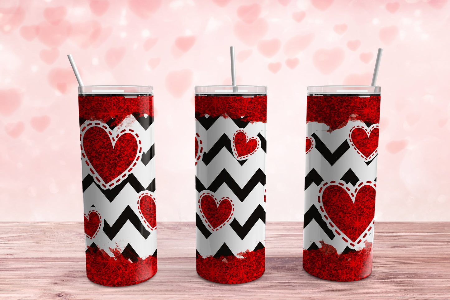 Valentine Chevron Tumbler Sublimation Tumbler, Ready to Press Sublimation Transfer, 20 oz. Skinny Tumbler