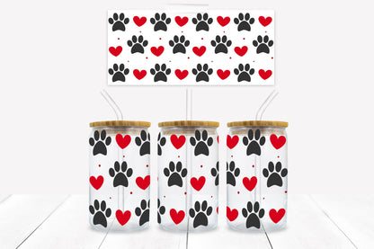 Dog Paws 16 oz. Libbey Tumbler Wrap - Sublimation Wrap- Ready to Press Sublimation