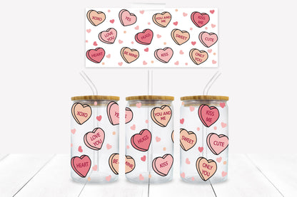 Heart Candy Words 16 oz. Libbey Tumbler Wrap - Sublimation Wrap- Ready to Press Sublimation