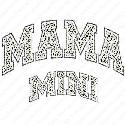 Mama and Mini Dalmatian Chenille and Glitter Look png, varsity png