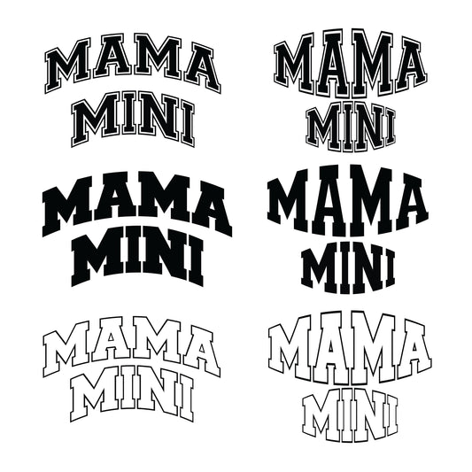 Mama and Mini Varsity Curved and Bulge PNG SVG