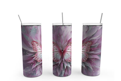 Butterfly and Feathers Luxury Glitter 20 oz. Sublimation Tumbler Transfer