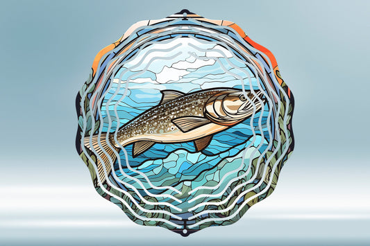 Atlantic Salmon #1  Wind Spinner Wind Spinner 8" Sublimation Transfer Ready to Press