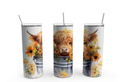 Baby Highland Cow in Tub 20 oz. Sublimation Tumbler Transfer