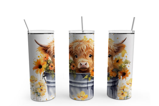 Baby Highland Cow in Tub 20 oz. Sublimation Tumbler Transfer