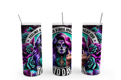 Feeling IDGAF-sh Skull 20 oz. Sublimation Tumbler Transfer