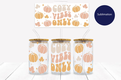 Cozy Vibes Only 16 oz. Libbey Tumbler Wrap - Sublimation Wrap- Ready to Press Sublimation