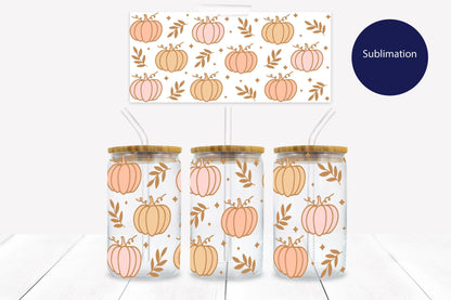 Pink Pumpkins 16 oz. Libbey Tumbler Wrap - Sublimation Wrap- Ready to Press Sublimation