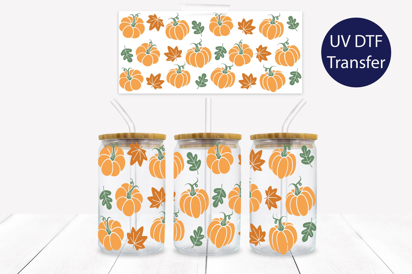 Pumpkins 16 oz. Libbey Tumbler Wrap – UV DTF transfer