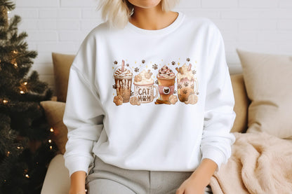 Cat Mom Coffee Latte Fall Halloween Sublimation Transfer