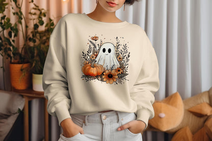 Ghost Pumpkin Foliage Fall Halloween Sublimation Transfer