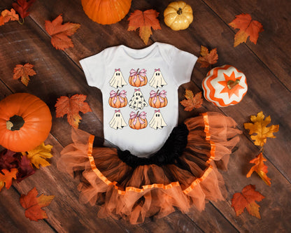 Halloween Coquette Ghosts Pumpkins and Bows Sublimation Transfer