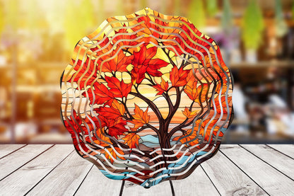 Autumn Maple #5 Wind Spinner 8" Sublimation Transfer Ready to Press