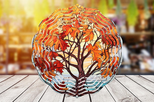 Autumn Maple #7 Wind Spinner 8" Sublimation Transfer Ready to Press