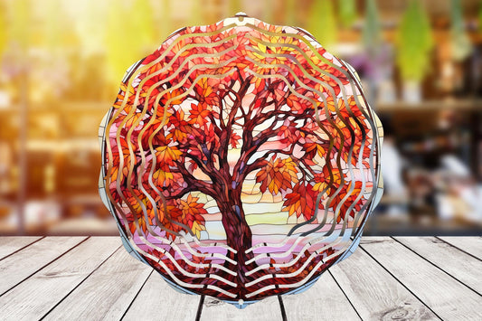 Autumn Maple #9 Wind Spinner 8" Sublimation Transfer Ready to Press