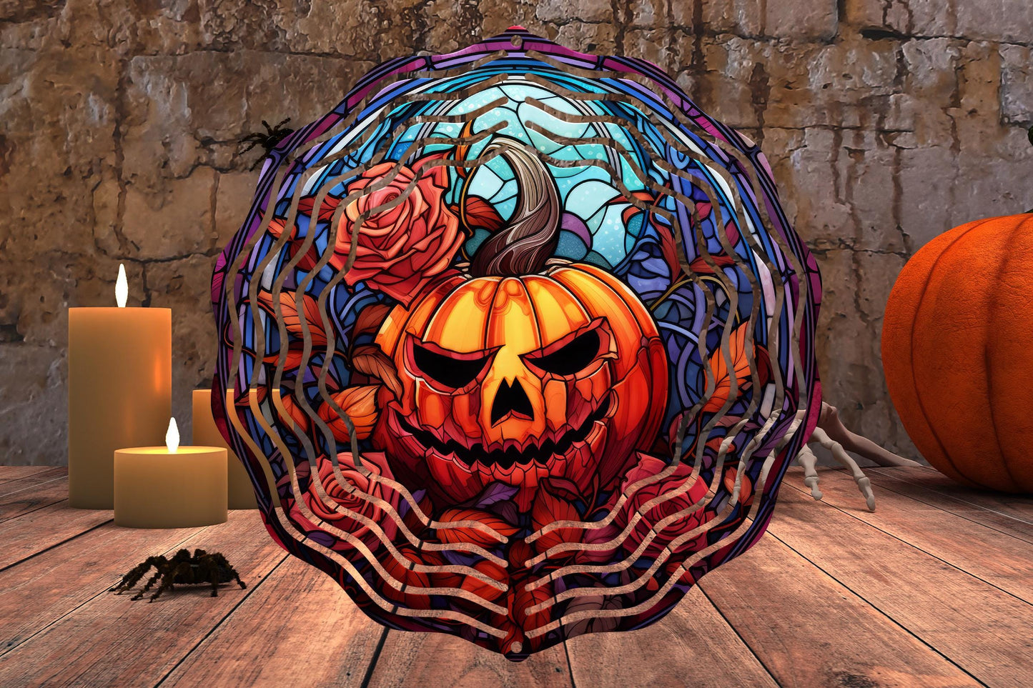 Halloween Pumpkin #2 Wind Spinner 8" Sublimation Transfer Ready to Press