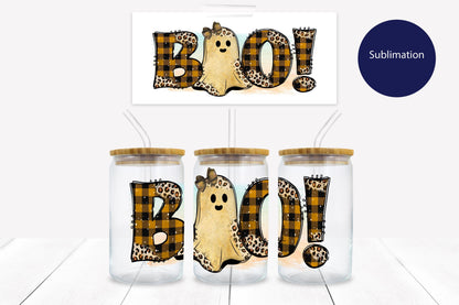 Boo Halloween 16 oz. Libbey Tumbler Wrap - Sublimation Wrap- Ready to Press Sublimation