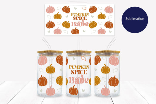 Pumpkin Spice Babe 16 oz. Libbey Tumbler Wrap - Sublimation Wrap- Ready to Press Sublimation