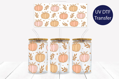 Pink Pumpkins 16 oz. Libbey Tumbler Wrap – UV DTF transfer