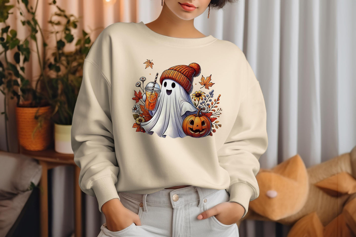 Cute Ghost and Leaves Fall Halloween Sublimation Transfer