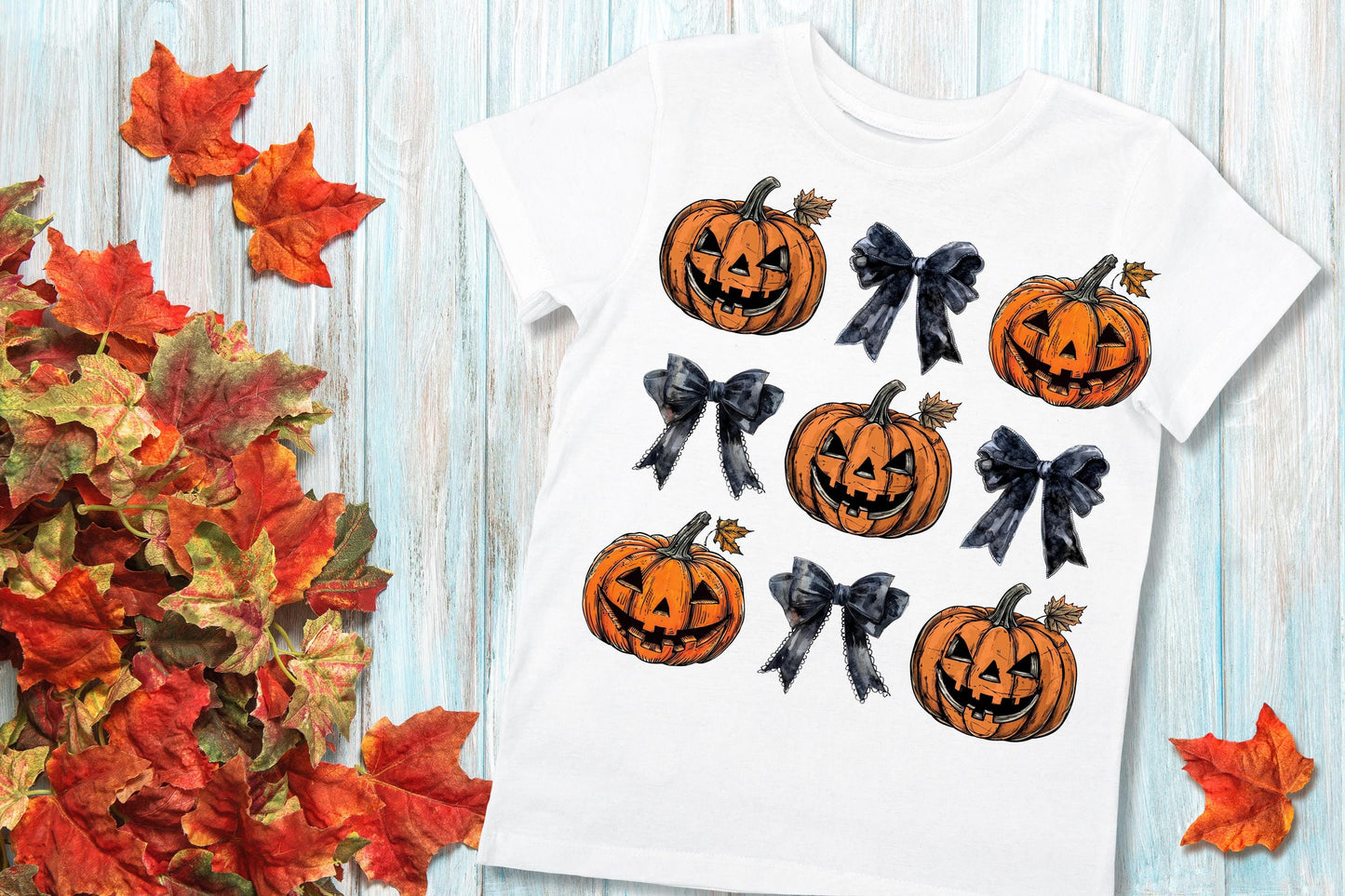 Coquette Bows and Pumpkin Halloween Fall Sublimation Transfer