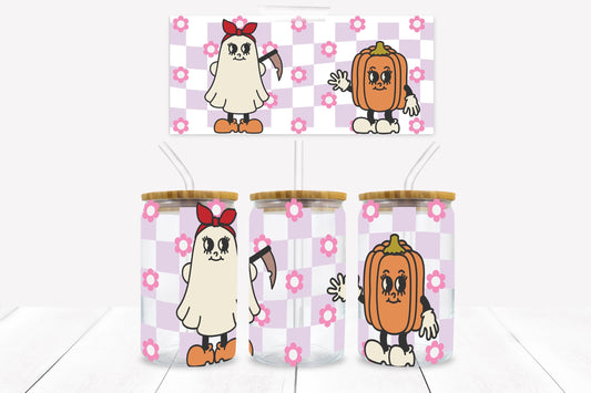 Ghost and Pumpkin 16 oz. Libbey Tumbler Wrap - Sublimation Wrap- Ready to Press Sublimation