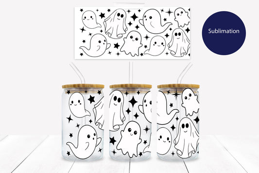 Ghost and Stars 16 oz. Libbey Tumbler Wrap - Sublimation Wrap- Ready to Press Sublimation