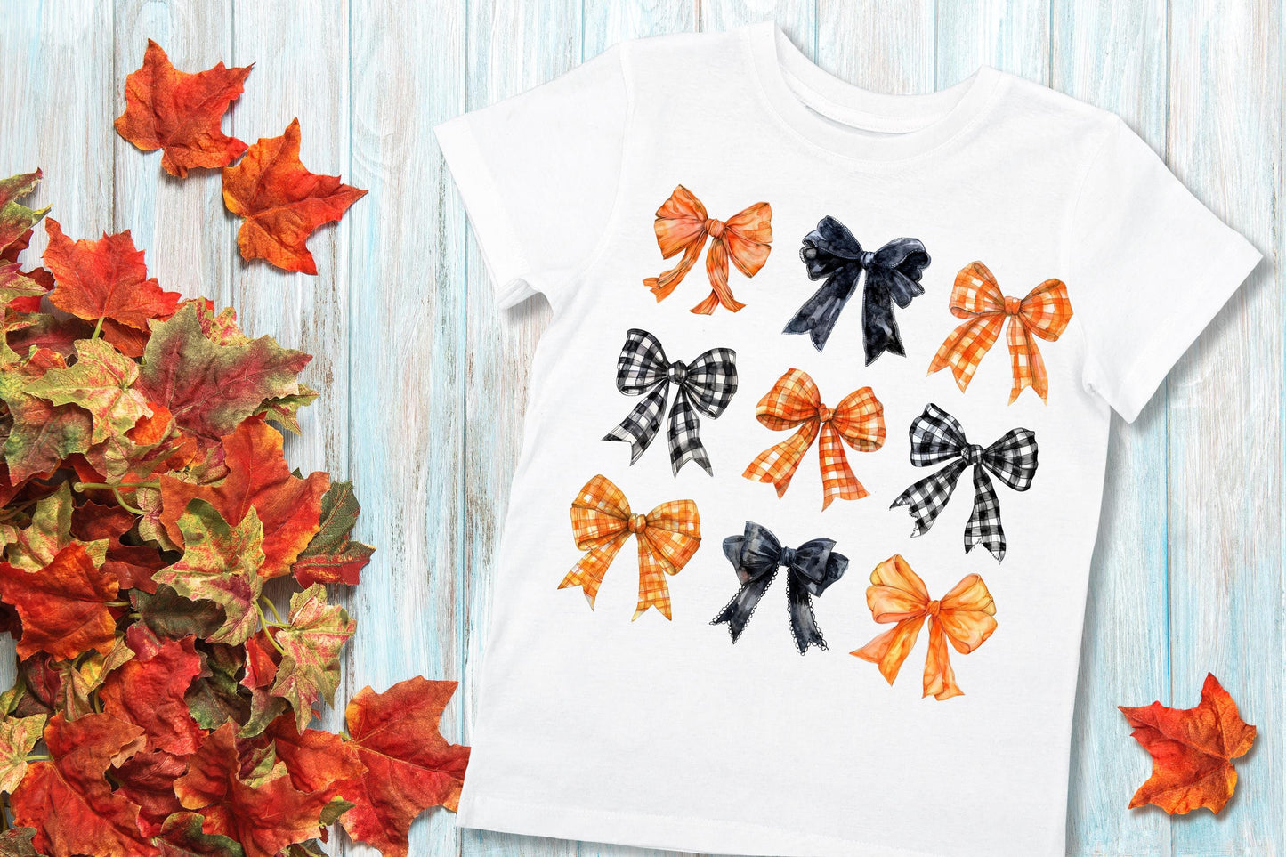 Black and Orange Coquette Bows DTF Full Colour transfers