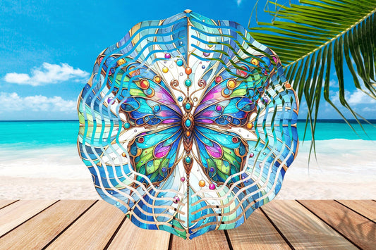 Prism Butterfly #12 Wind Spinner 8" Sublimation Transfer Ready to Press