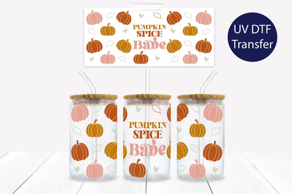 Pumpkin Spice Babe 16 oz. Libbey Tumbler Wrap – UV DTF transfer