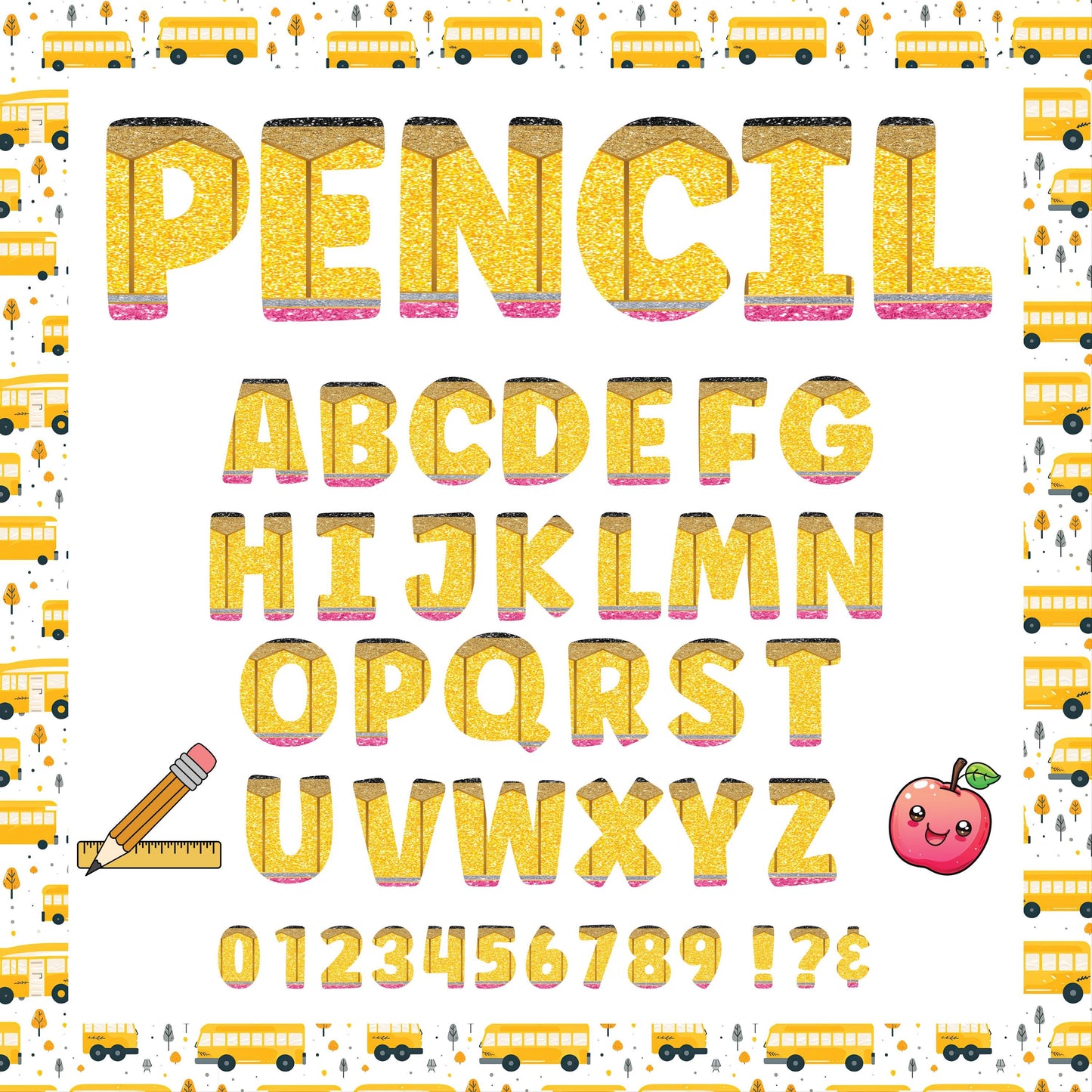 Pencil Doodle Alphabet - A to Z, 0-9, and special Characters PNG files