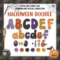 Halloween Doodle Alphabet - A to Z, 0-9, and special Characters PNG files, 7 colors