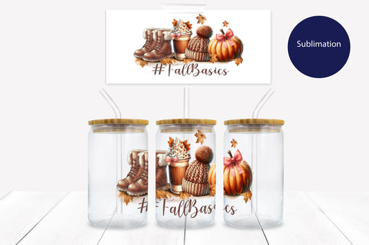 Fall Basics 16 oz. Libbey Tumbler Wrap - Sublimation Wrap- Ready to Press Sublimation