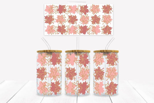 Autumn Leaves  16 oz. Libbey Tumbler Wrap - Sublimation Wrap- Ready to Press Sublimation